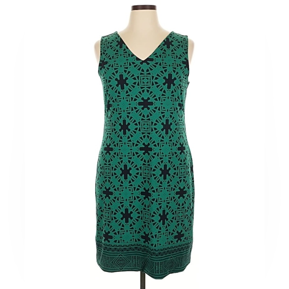 NWT Magnolia Grace Perissa Reversible Green Navy Blue Print Shift Dress Size 3X